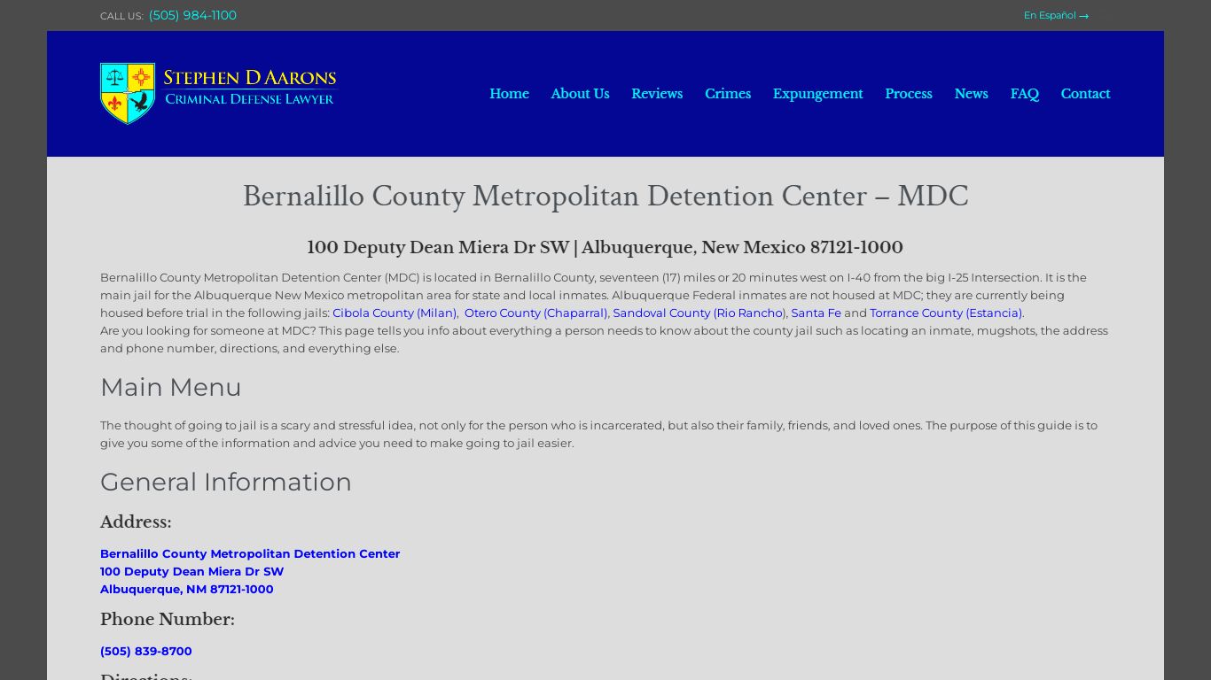 Bernalillo County Metropolitan Detention Center - MDC Albuquerque - Aarons